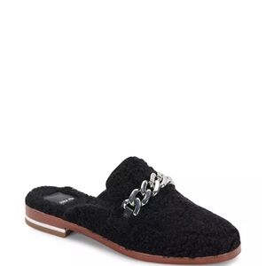 Dolce Vita Black Shearling Slip-On Mules